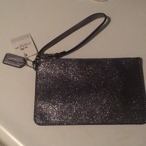 Gunmetal Gray Glitter Coach Wristlet NEW with tags